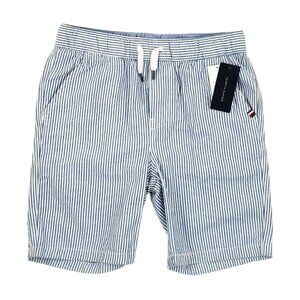 New Tommy Hilfiger Seersucker Shorts Boy Size Large 14/16 Blue/ White Pull On